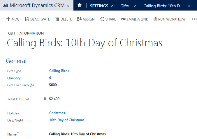 Holiday Record CRM 2015