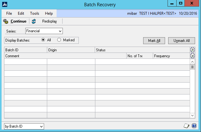 recover your batch Microsoft Dynamics