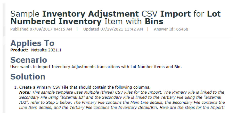 Inventory Adjustment